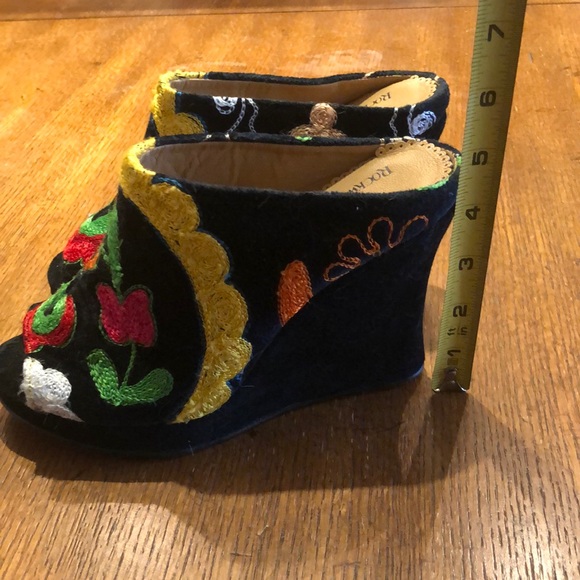 Rockwell Tharp Velvet Embroidered Wedges - Picture 3 of 4